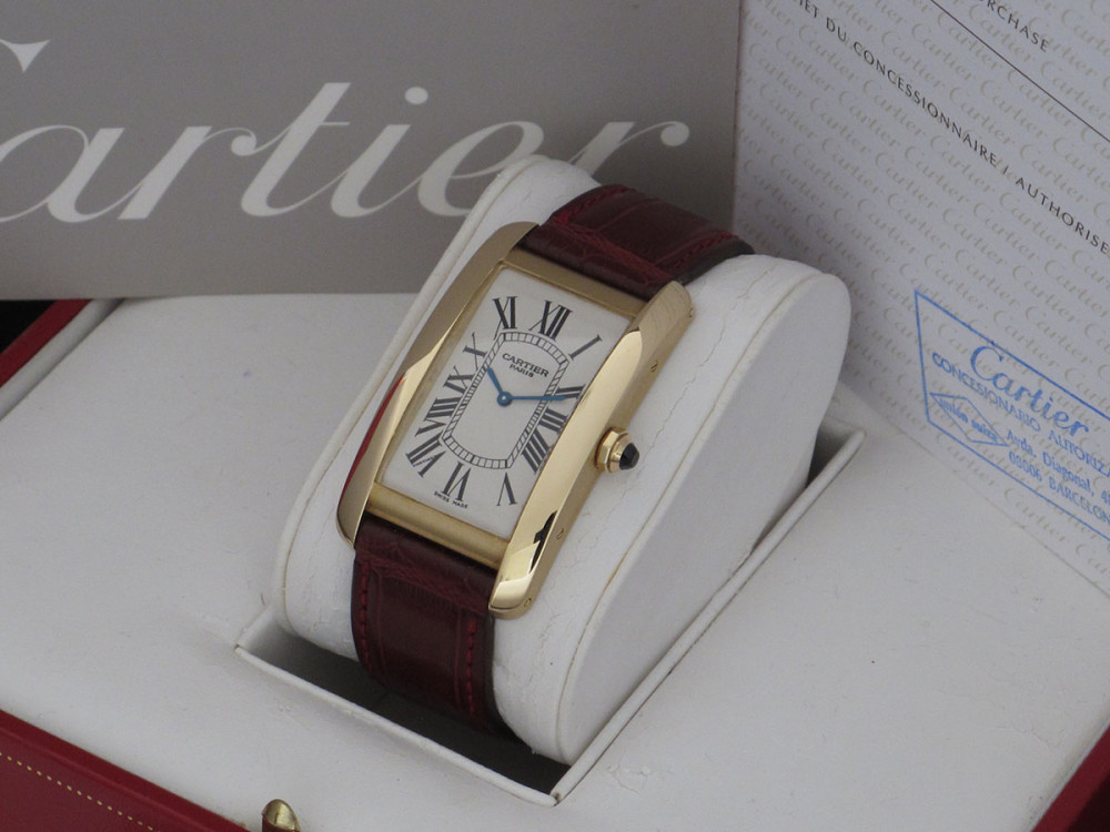 CARTIER americane  mecanique yellow gold 18k CPCP full set & Collector  Tank